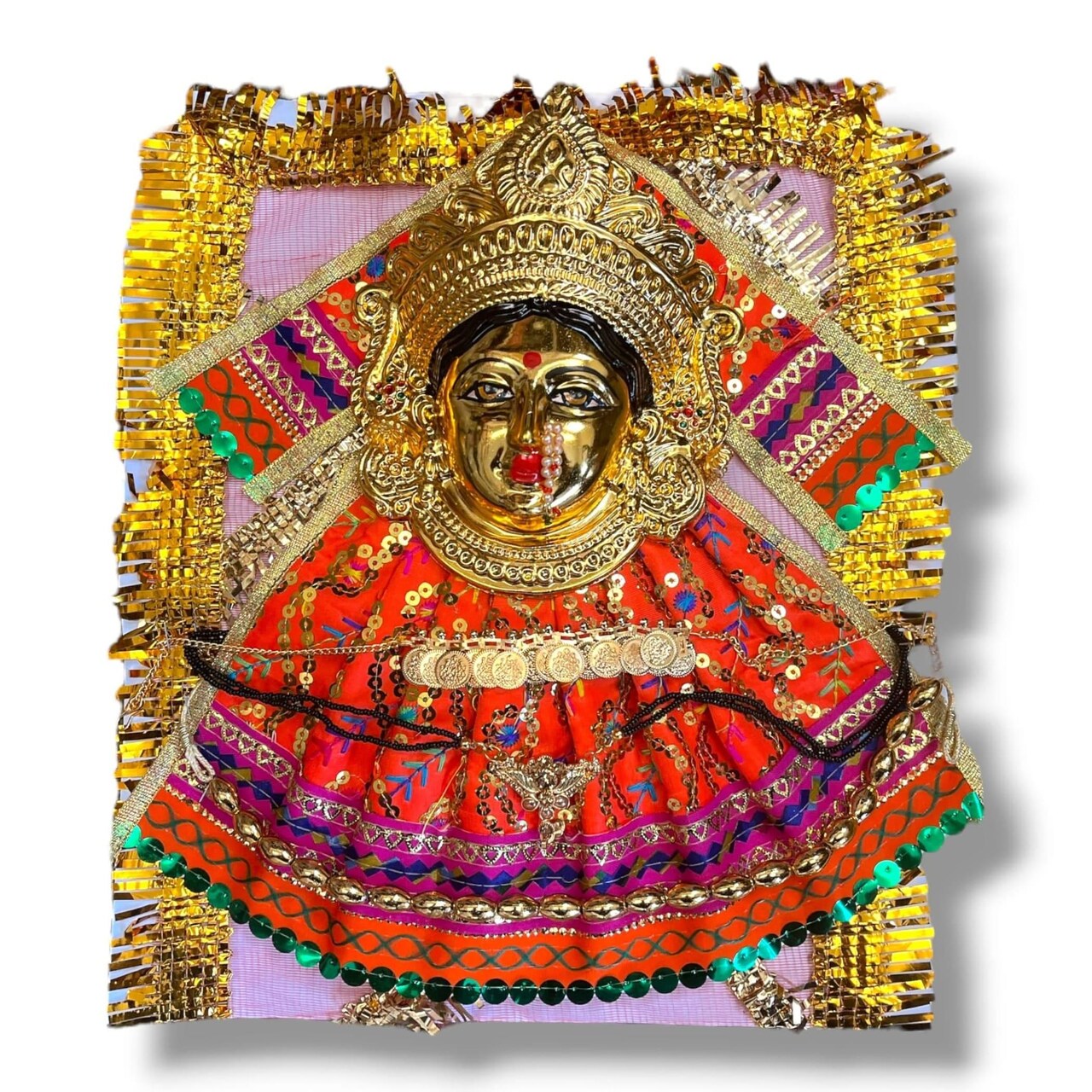 Varalaxmi Goddess Face Set Devi Mata Mukhota Mahalaxmi Face Idol Gotta with Embroidery Dress Jewelry for Vara Lakshmi Vratam Navaratri Margashirsha Vratha Pooja Temple